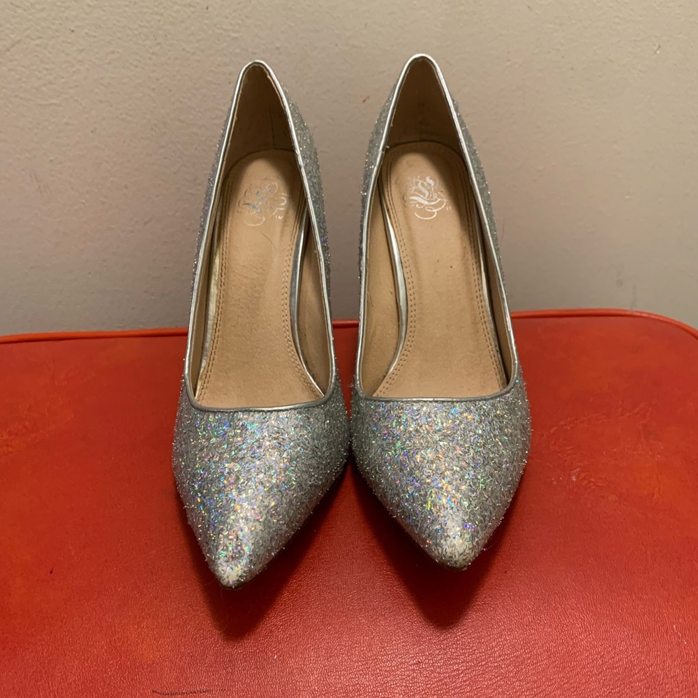 Holographic glitter heels